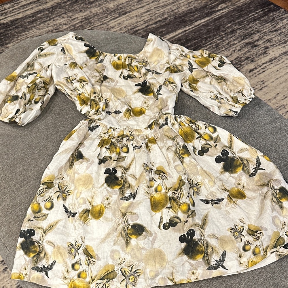 All Saints linen dress with cut-out back